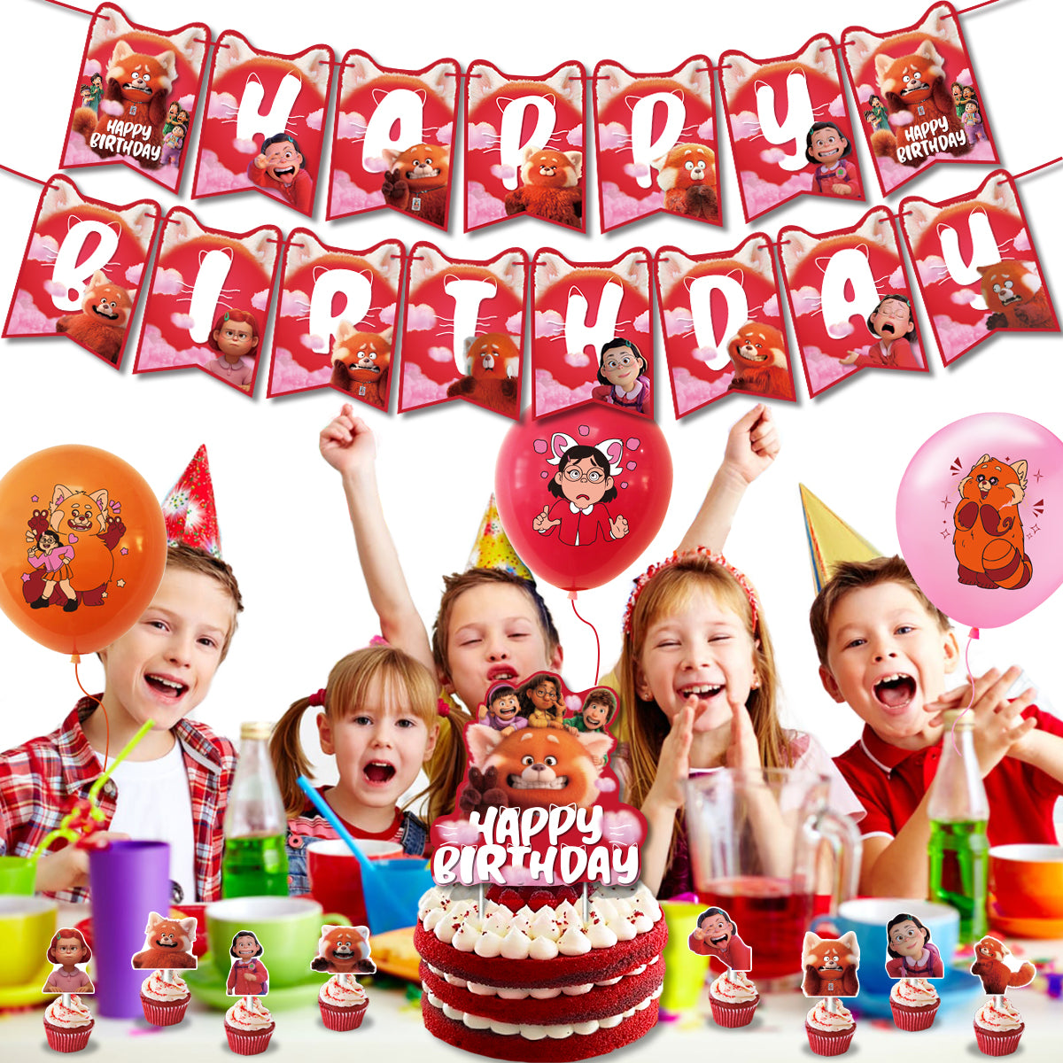 Turnning Red Birthday Party Decorations, Party Corner provides Turnning red birthday party decorations in UAE, Saudia, Qatar, Bahrain, and Oman. Get birthday party balloons, and much more. Order now!, Party Supply Kits, Party Corner