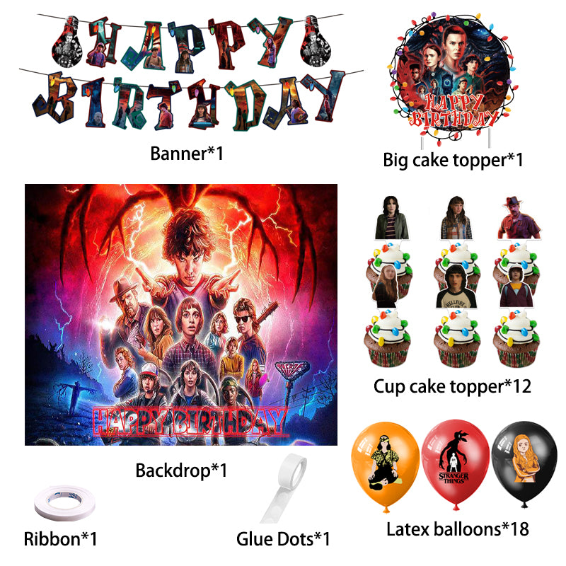 Stranger Things Birthday Decorations, Buy stranger things birthday supplies from Party Corner in UAE, Saudia, Qatar, Bahrain, and Oman. Get birthday party balloons, and much more. Order now!, Party Supply Kits, Party Corner