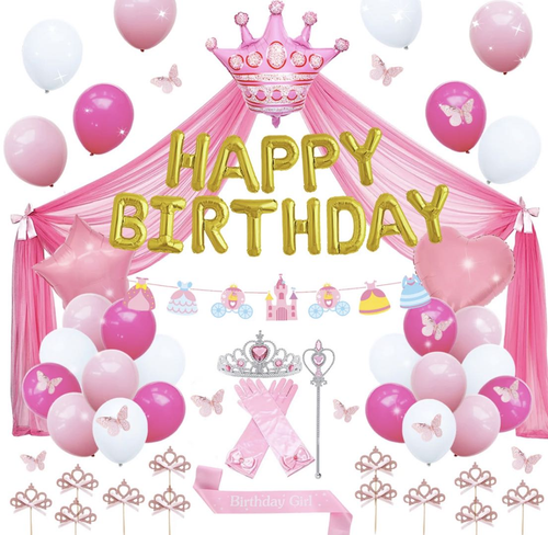 Princess Birthday Party Decorations with Accessories, Buy Princess Birthday Party Decorations from Party Corner in UAE, Saudia, Qatar, Bahrain, and Oman. We offer princess birthday party decorations. Order Now!, Party Supply Kits, Party Corner