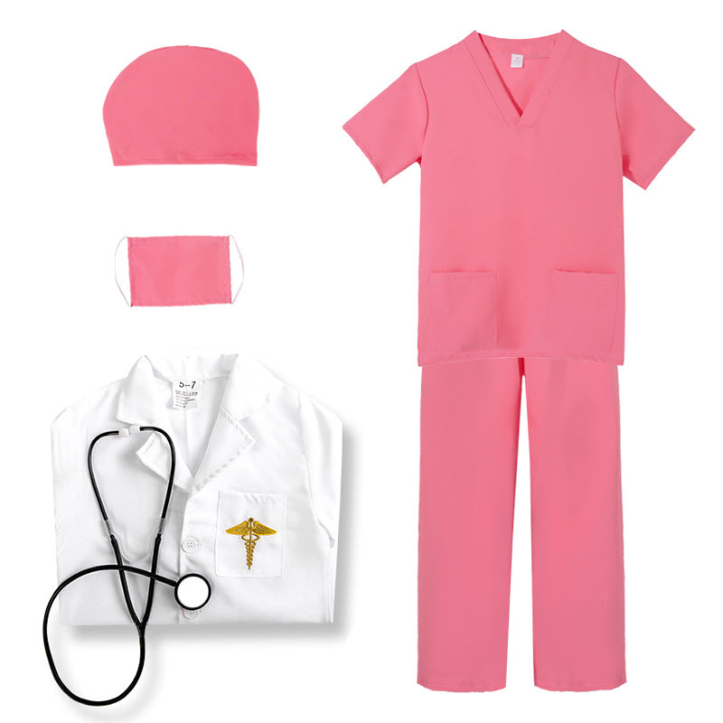 Doctor Surgical Gown (Pink) with Accessories