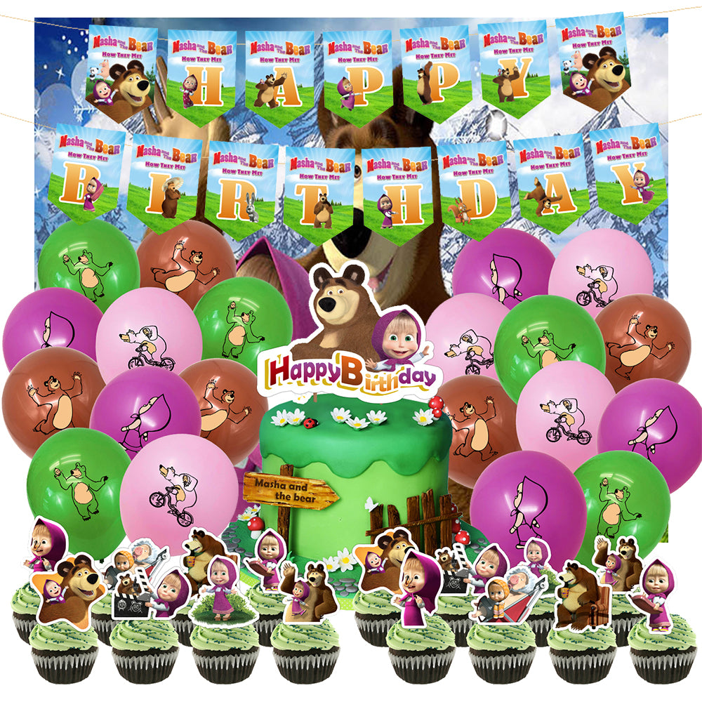 Masha and the Bear Birthday Party Decorations (New Design) - Party Corner - BM Trading