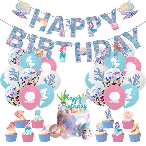 Mermaid Birthday Theme Decorations, Party Corner provides a Mermaid birthday theme & decorations in UAE, Saudia, Qatar, Bahrain, and Oman. Get mermaid birthday balloons, and much more. Buy Now!, Party Supply Kits, Party Corner