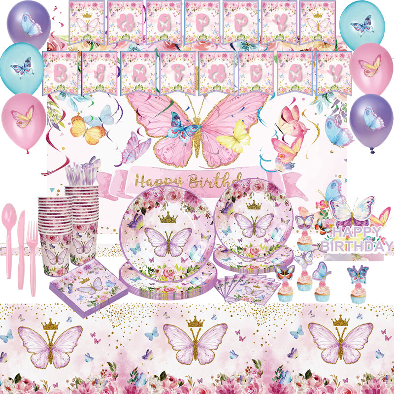 Spring Tea Butterflies Birthday Party Supplies - Party Corner - BM Trading