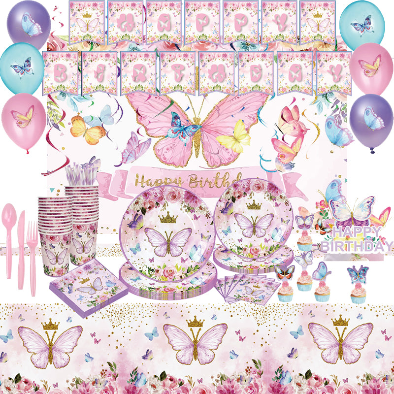 Spring Tea Butterflies Birthday Supplies, Buy Spring tea butterflies birthday supplies from Party Corner in UAE, Saudia, Qatar, Bahrain, and Oman. Get birthday party balloons, and much more. Order now!, Party Supply Kits, Party Corner