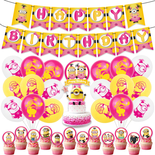 Minions Girls Birthday Party Decorations, Party Corner provides Minions girls birthday party decorations in UAE, Saudia, Qatar, Bahrain, and Oman. Get birthday party balloons, and much more. Order now!, Party Supply Kits, Party Corner