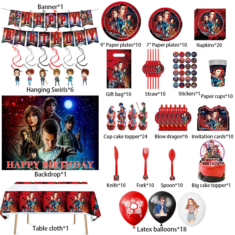 Stranger Things Birthday Party Supplies, Buy stranger things birthday party supplies from Party Corner in UAE, Saudia, Qatar, Bahrain, and Oman. Get birthday party balloons, and much more. Order now!, Party Supply Kits, Party Corner