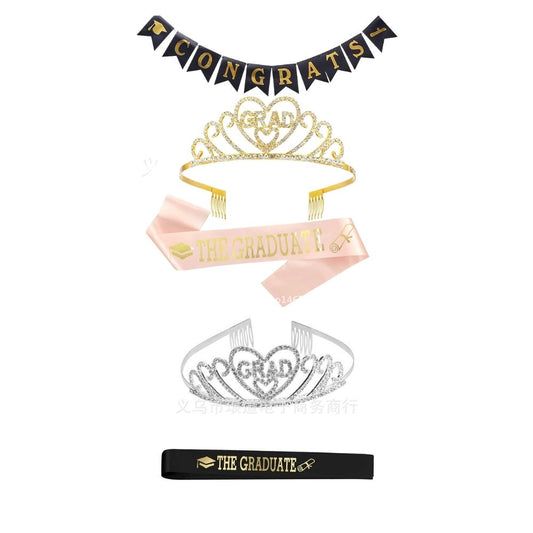 Graduation Crown Tiara and Graduated Sash (Princess) - Party Corner - BM Trading