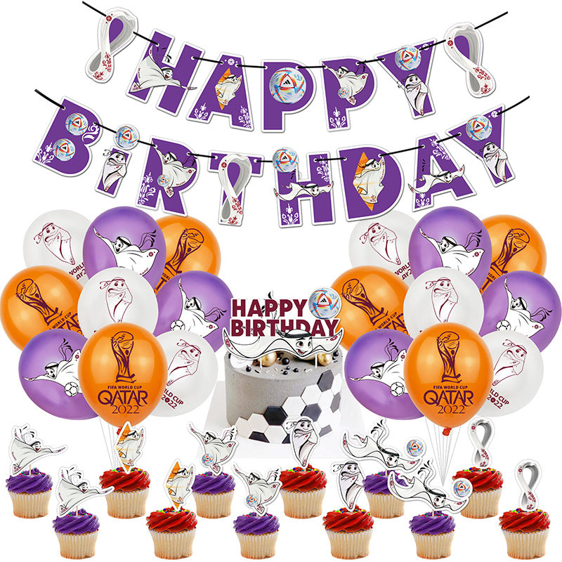World Cup Qatar Birthday Decorations, Party Corner provides world cup Qatar birthday decorations in UAE, Saudia, Qatar, Bahrain, and Oman. Get birthday party balloons, and much more. Order now!, Party Supply Kits, Party Corner