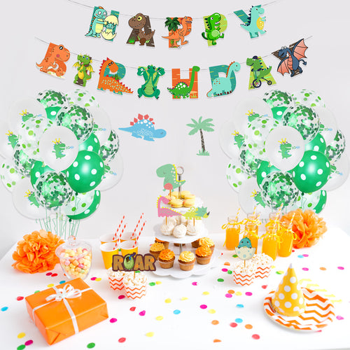 Dinosaur Theme Birthday Party Decorations Box, Party Corner provides Dinosaur theme birthday party decoration box in UAE, Saudia, Qatar, Bahrain, and Oman. Get birthday party balloons, and much more. Order now!, Party Supply Kits, Party Corner
