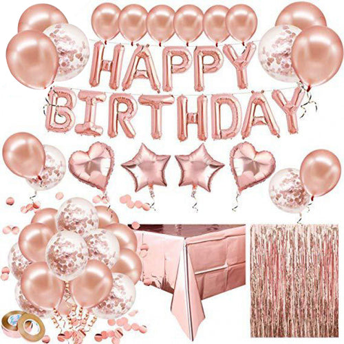 Rose Gold Birthday Party Decoration, Party Corner provides Rose Gold Birthday Party Decorations in UAE, Saudia, Qatar, Bahrain, and Oman. Get birthday party balloons, and much more. Order now!, Party Supply Kits, Party Corner
