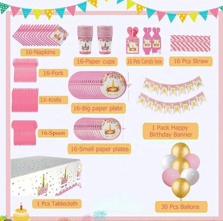 Unicorn 4, BM Trading is providing all party items and a complete party boxes for your love ones. Get Unicorn 4 party balloons, cake toppers and much more., Party Supply Kits, Party Corner